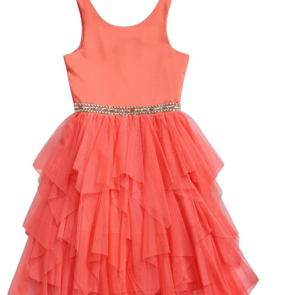EMILY WEST BIG GIRL SLEEVELESS CORAL PARTY/ GRADUATION DRESS 👗 SIZE 10